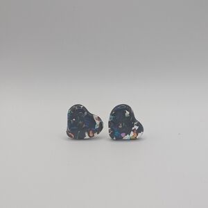 Handmade Heart fused glass cufflinks with dichroic glass accents